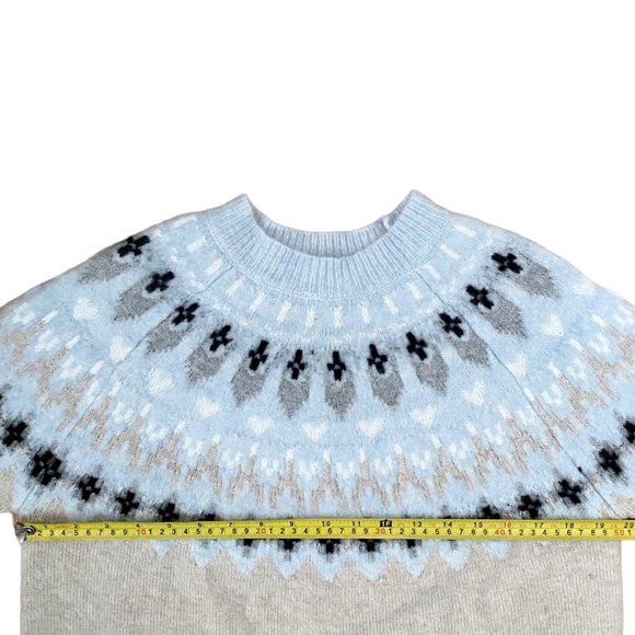 27 Miles Malibu Farida Sweater Fair Isle Cashmere Wool Oatmeal Neutral Crew Neck - Picture 9 of 11